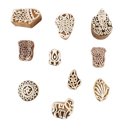 Set of 10 Piece New Mix Wooden Printing Block